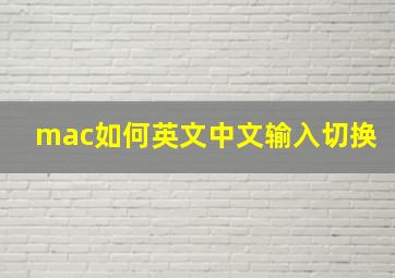 mac如何英文中文输入切换