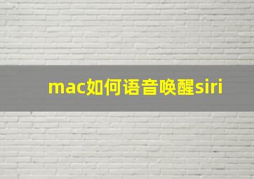 mac如何语音唤醒siri