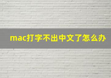 mac打字不出中文了怎么办