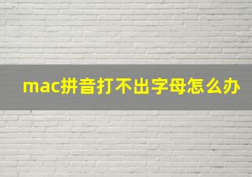 mac拼音打不出字母怎么办