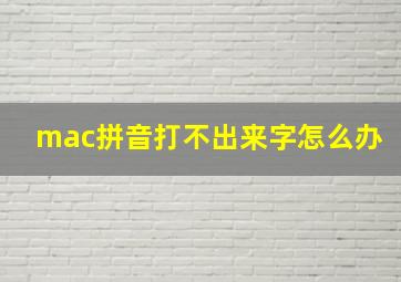 mac拼音打不出来字怎么办