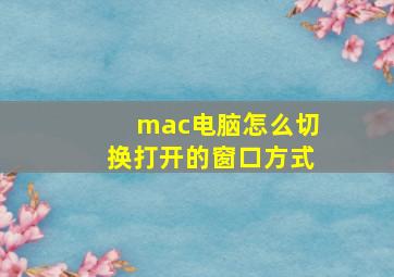 mac电脑怎么切换打开的窗口方式