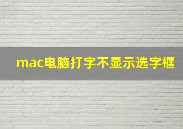 mac电脑打字不显示选字框