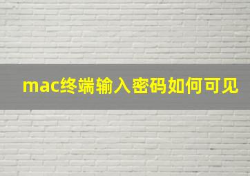 mac终端输入密码如何可见