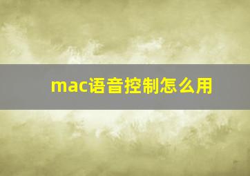 mac语音控制怎么用