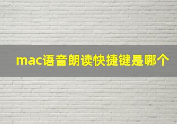 mac语音朗读快捷键是哪个