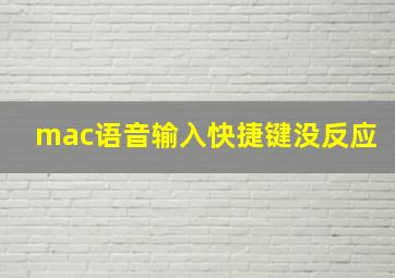 mac语音输入快捷键没反应