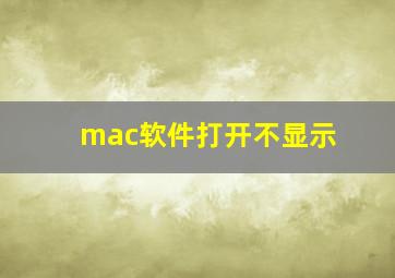 mac软件打开不显示