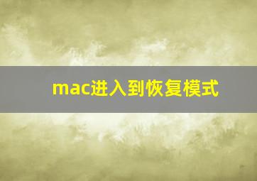 mac进入到恢复模式