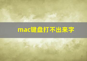 mac键盘打不出来字