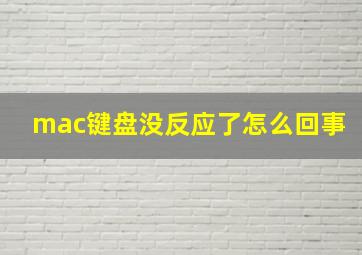 mac键盘没反应了怎么回事