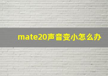 mate20声音变小怎么办