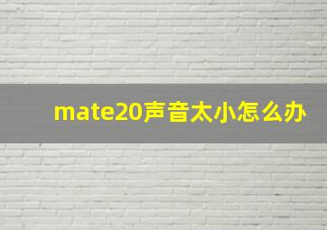 mate20声音太小怎么办