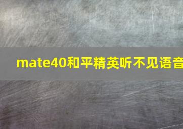 mate40和平精英听不见语音