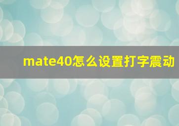 mate40怎么设置打字震动