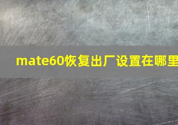 mate60恢复出厂设置在哪里