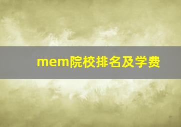 mem院校排名及学费