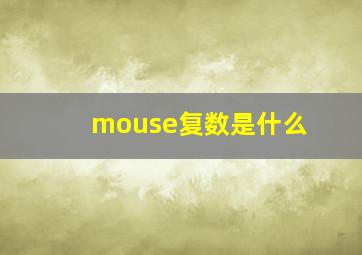 mouse复数是什么