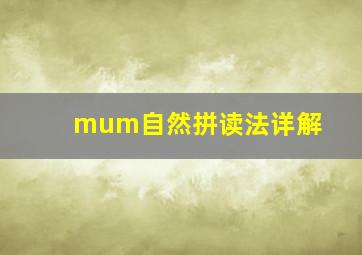 mum自然拼读法详解