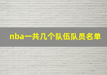 nba一共几个队伍队员名单