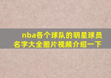 nba各个球队的明星球员名字大全图片视频介绍一下