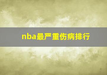 nba最严重伤病排行