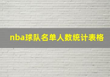 nba球队名单人数统计表格