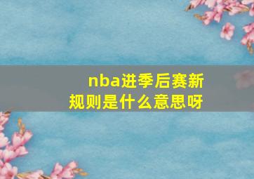 nba进季后赛新规则是什么意思呀