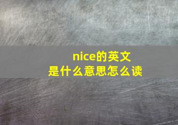 nice的英文是什么意思怎么读