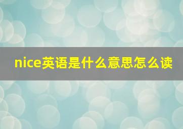 nice英语是什么意思怎么读