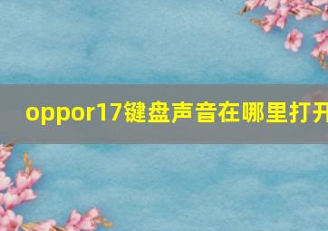 oppor17键盘声音在哪里打开