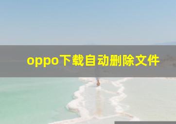 oppo下载自动删除文件