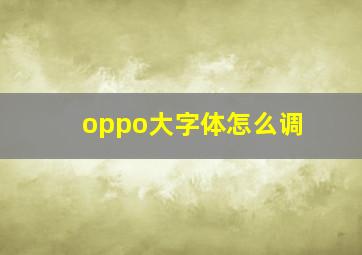 oppo大字体怎么调