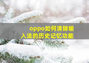 oppo如何清除输入法的历史记忆功能