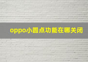 oppo小圆点功能在哪关闭