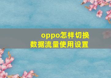 oppo怎样切换数据流量使用设置