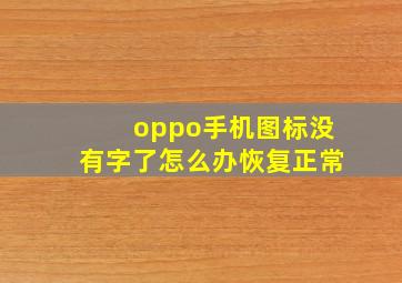 oppo手机图标没有字了怎么办恢复正常