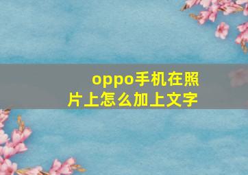 oppo手机在照片上怎么加上文字