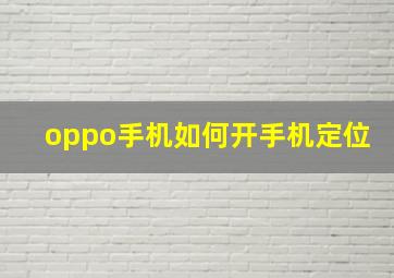 oppo手机如何开手机定位