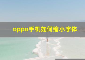 oppo手机如何缩小字体