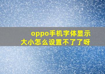 oppo手机字体显示大小怎么设置不了了呀