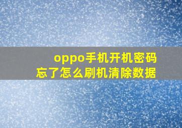 oppo手机开机密码忘了怎么刷机清除数据