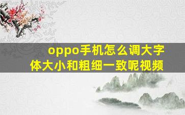 oppo手机怎么调大字体大小和粗细一致呢视频