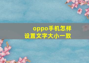 oppo手机怎样设置文字大小一致