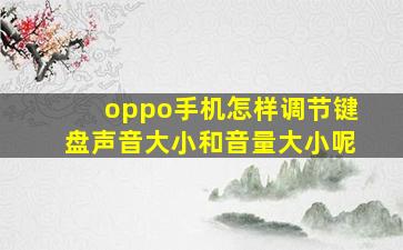 oppo手机怎样调节键盘声音大小和音量大小呢