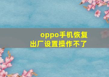 oppo手机恢复出厂设置操作不了