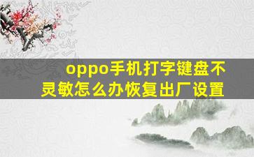 oppo手机打字键盘不灵敏怎么办恢复出厂设置