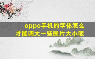 oppo手机的字体怎么才能调大一些图片大小呢