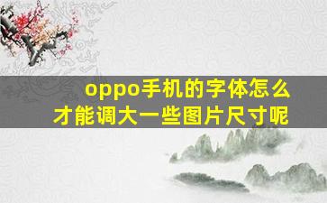 oppo手机的字体怎么才能调大一些图片尺寸呢