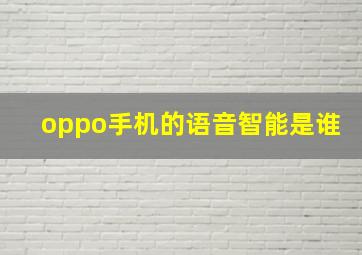 oppo手机的语音智能是谁